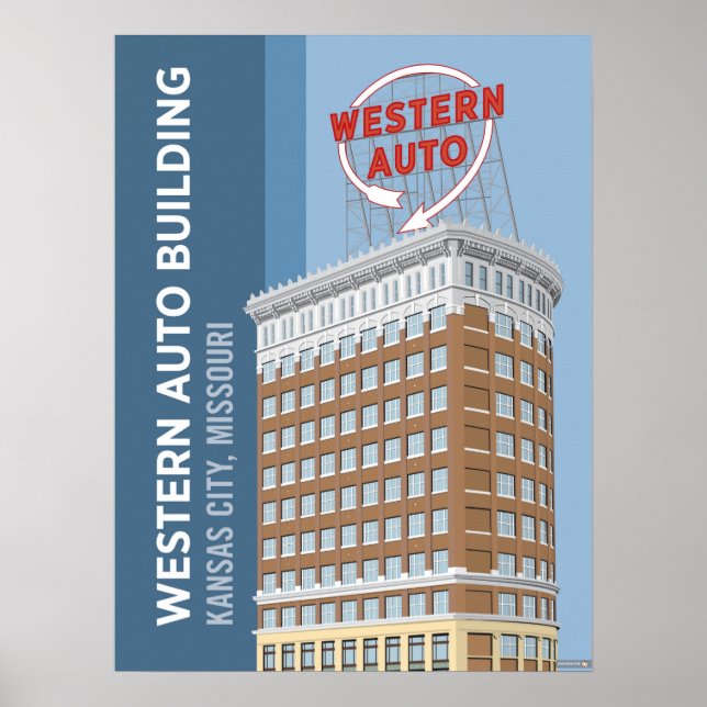 Poster Landmarks de Kansas City: Western Auto - 18 x 24 (Frente)