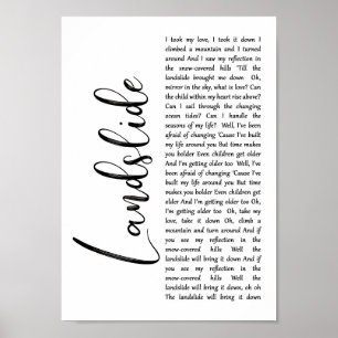Poster Landslide White Script Song Lyric Wall Art Impress