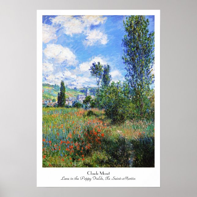 Póster Lane in Poppy Fields Santo-Martin Claude Monet (Frente)