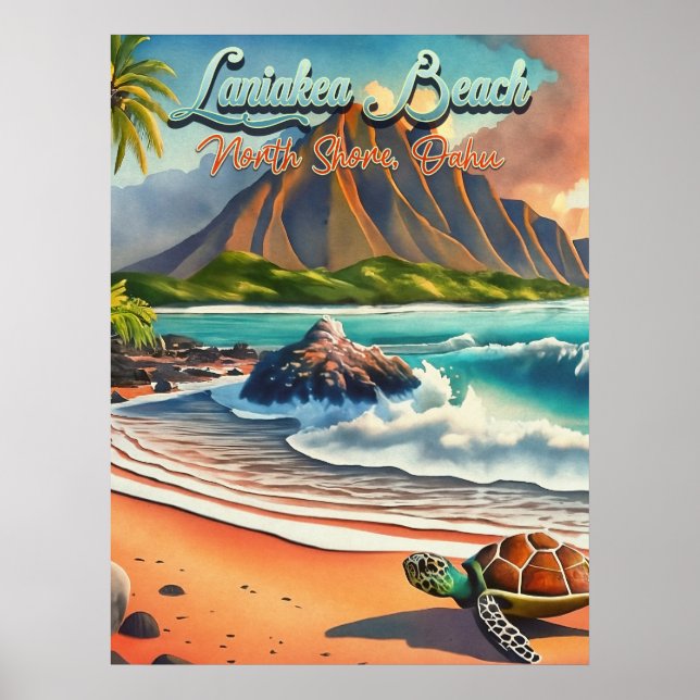 Poster Laniakea Oahu Hawaii, cor d'água tropical (Frente)