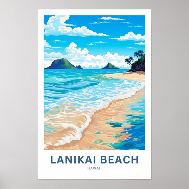 Poster Lanikai Beach Hawaii Travel Print (Frente)
