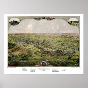 Póster Lansing, MI Panoramic Map - 1866