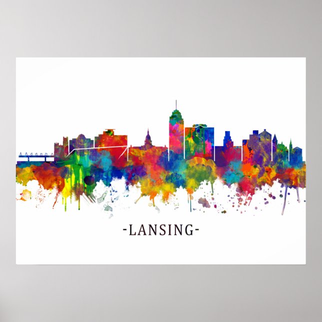 Poster Lansing Michigan Skyline (Frente)