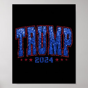 Poster Lantejoulas Falsas Trump 2024 Presidente Faça a Am