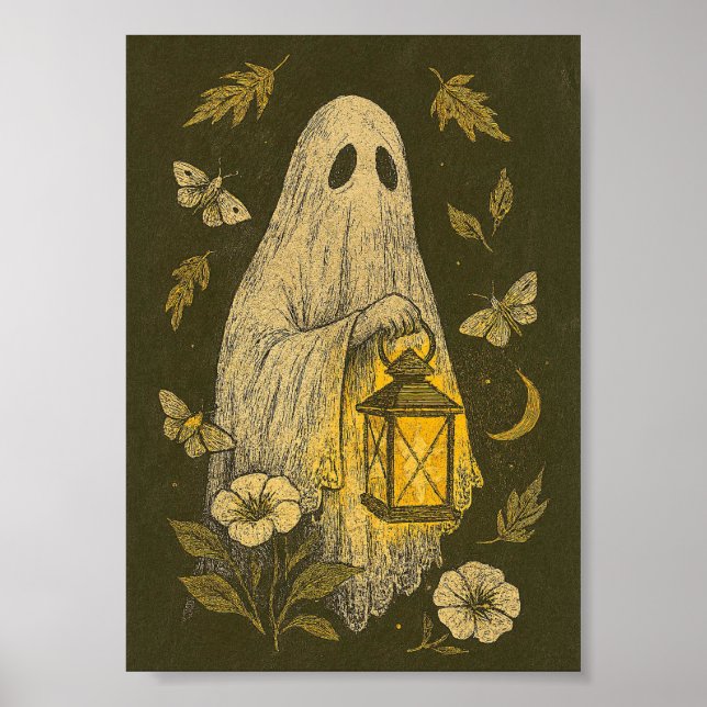Poster Lanterna Ghost Halloween Boho (Frente)