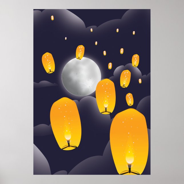 Poster Lanternas Celestiais Chinesas (Frente)