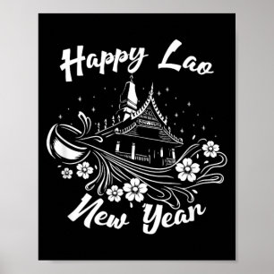 Poster Laos Laotiano Feliz Ano Novo Lao BUON Mai Lao