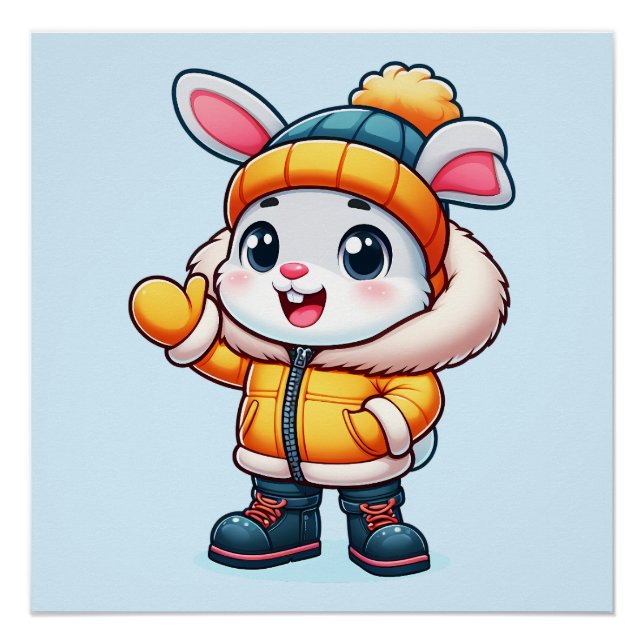 Póster Lapin mignon en hiver (Frente)