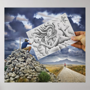 Póster Lápis contra a câmera - deusa