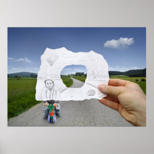 Poster Lápis contra a câmera - jogo da criança