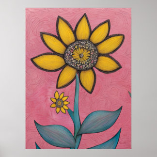 Poster Lápis de carvão - Flor para bebês