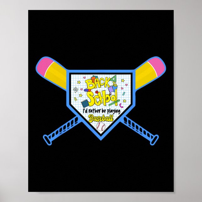 Poster Lápis De Placa De Baseball De Volta Para Os Menino (Frente)