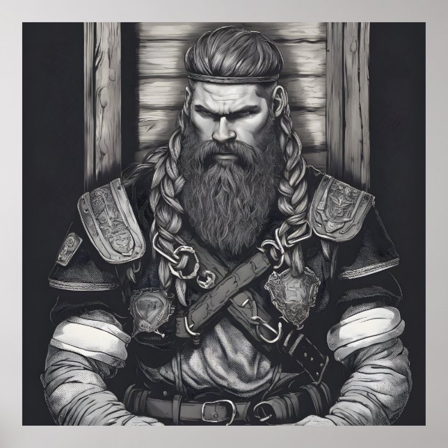 Poster Lápis Desenho de um Rei Viking (Frente)
