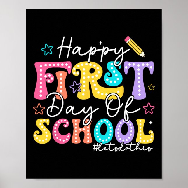 Poster Lápis Feliz Primeiro Dia De Aula Professor Criança (Frente)