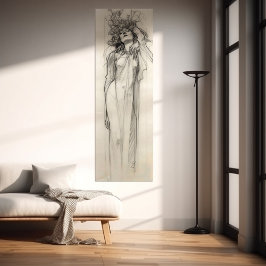 Poster Lápis Mulher Desenhando Alphonse Mucha Art Nouveau