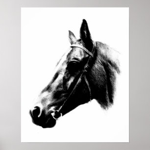 Póster Lápis preto branco Trabalho de arte digital com lá