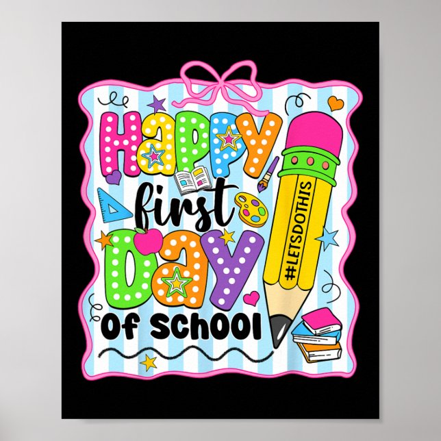 Poster Lápis Primeiro Dia De Aula Feliz Professor Criança (Frente)