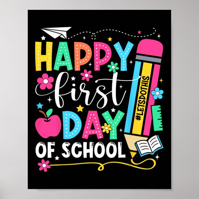 Poster Lápis Primeiro Dia De Aula Professor Crianças Cost (Frente)