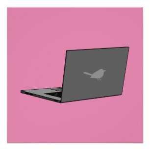 Póster Laptop com a cinza do logotipo Bird