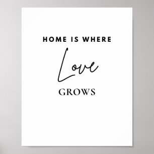 Poster Lar é Onde o Amor Cresce   Citação Minimalista de 