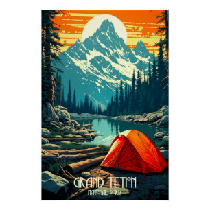 Póster Lar entre os Gigantes Grand Teton Camping