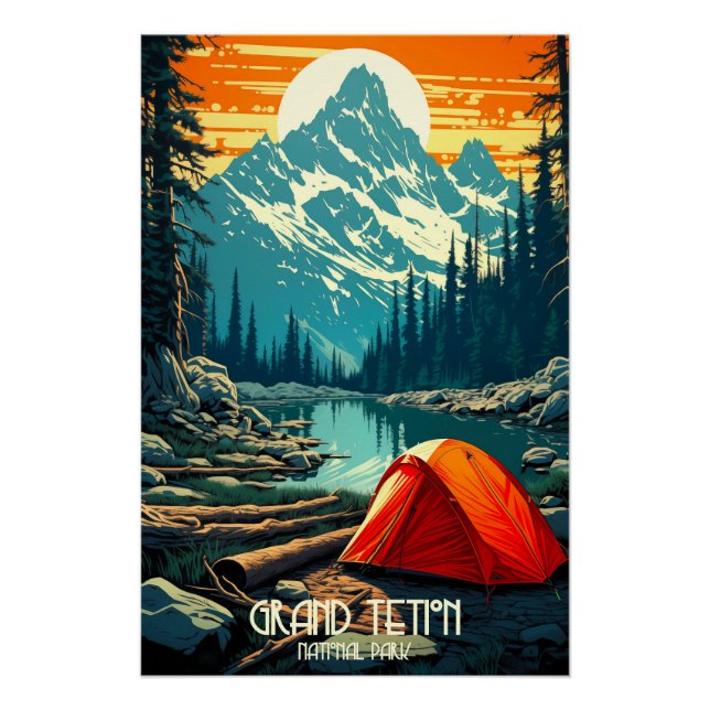 Póster Lar entre os Gigantes | Grand Teton Camping (Frente)