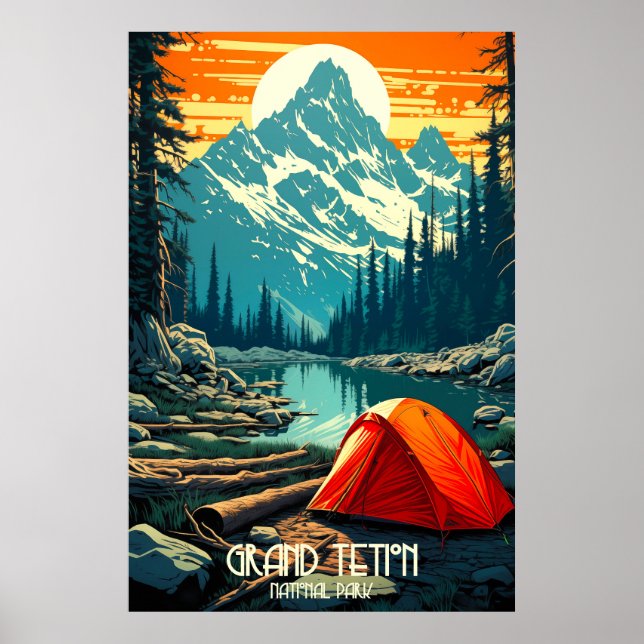 Poster Lar entre os Gigantes | Grand Teton Camping (Frente)