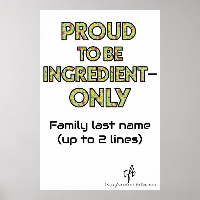 Poster Lar Grande de Ingredientes Somente (Frente)