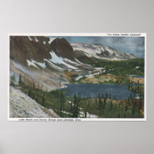 Póster Laramie, WY - lago Marie e escala nevado no Unio