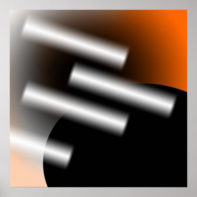 Póster Laranja Abstrato com Raios de Luz AP0005 (Frente)