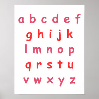 Poster Laranja Alphabet Lowercase Letters Professor Kid R
