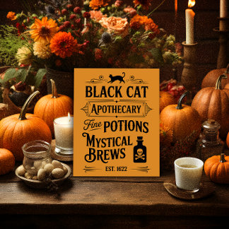 Poster Laranja-avermelhada de apóstago de gato preto