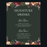 Poster Laranja Borboleta | Bebidas por Assinatura Verde<br><div class="desc">Este floral laranja burgundy | poster de bebidas verdes com assinatura é perfeito para o seu casamento ruidoso, verde escuro e de jardim de ouro. Design apresenta uma coroa ou buquê de pêssego de cor d'água minimalista, rosa poeirento, roxo e rosas claro florais juntamente com cobre, verde, amarelo e verde...</div>