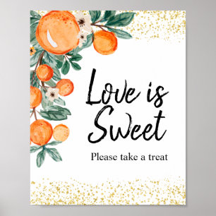 Poster Laranja Cítrica de Verão Aquarela O Amor é Doce