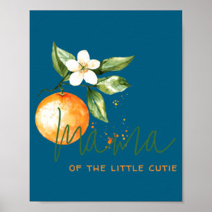 Poster Laranja Cítrico Pequeno Fofinho Chá de Bebê Mamãe
