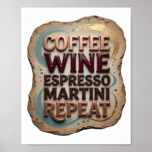 Poster Laranja Clássico CAFÉ VINHO ESPRESSO MARTINI REPIT (Frente)