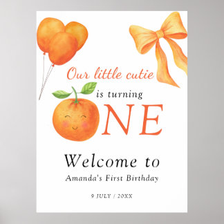 Poster Laranja Cutie Pequena Aniversário de 1 ano