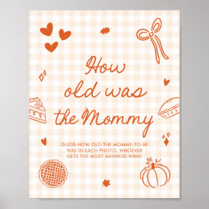 Poster Laranja de Outono Xadrez Cutie Pie Quantos anos ti