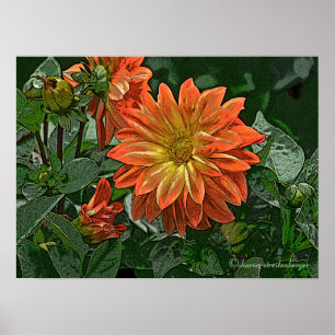 POSTER "LARANJA E AMARELO DAHLIA"
