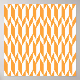 Póster Laranja e teste padrão gráfico abstrato do branc