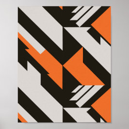 Poster Laranja escuro e Design geométrico preto