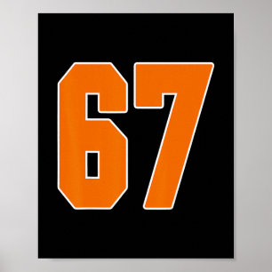 Poster Laranja Esportes Número 67 Camisa Uniforme Jogador