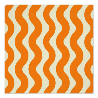 Póster Laranja Groovy Onda Listra Abstrato Moderno Primav