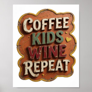 Poster Laranja Intenso CAFÉ CRIANÇAS VINHO REPITA