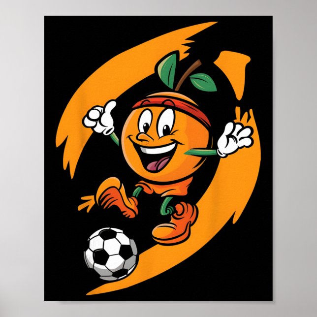 Poster Laranja Jogando Futebol  (Frente)
