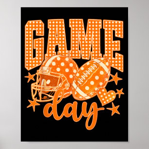 Poster Laranja Jogo de Futebol Dia Polka Dot Touchdown