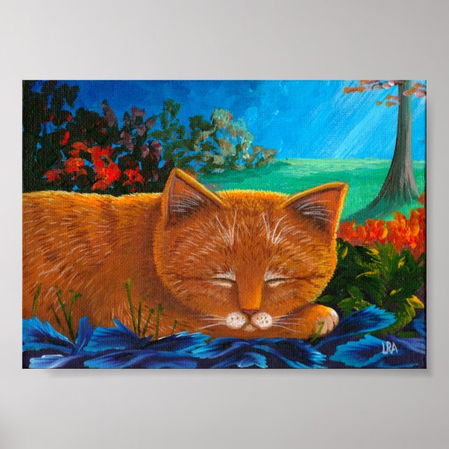 Poster Laranja-Luz Tabby Cat Art (Frente)