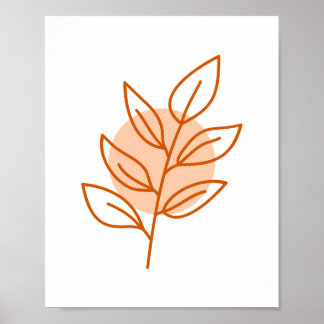 Poster Laranja Minimalista Deixa Arte de Linha