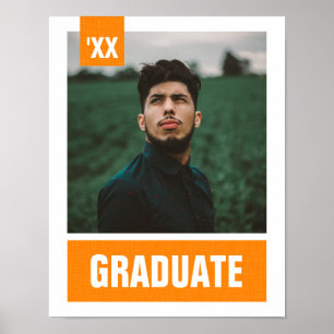 Poster Laranja Moderno Texturizado Foto Graduação