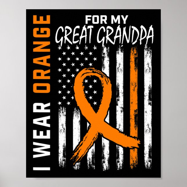 Poster Laranja Para O Meu Excelente Vovô Leukemia Cancer  (Frente)